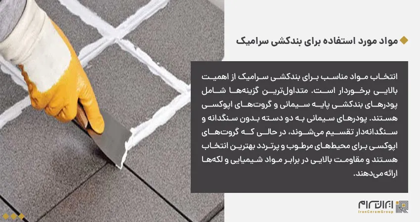 مواد مورد استفاده برای بندکشی سرامیک 