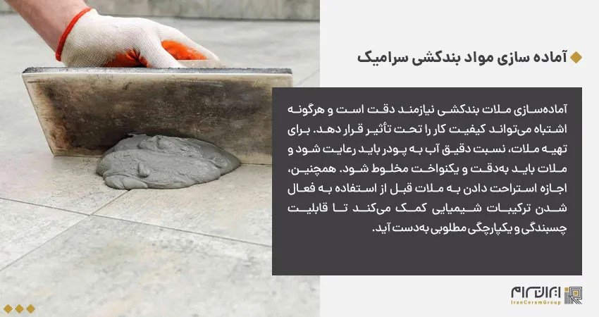 آماده سازی مواد بندکشی سرامیک