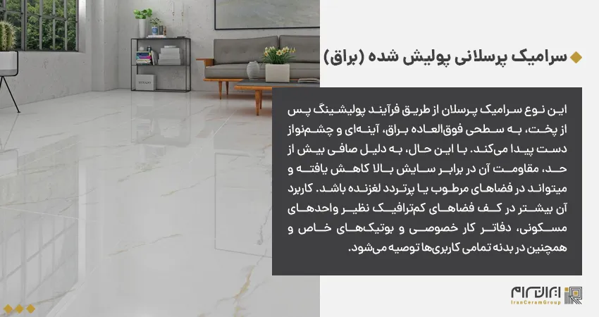 سرامیک پرسلانی پولیش شده (براق)