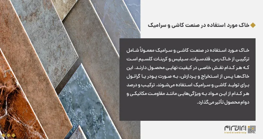 خاک مورد استفاده در صنعت کاشی و سرامیک