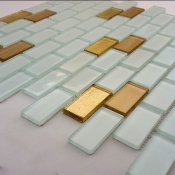 سرامیک شیشه ای طرح 1207 طلایی سفید ابعاد 5*2.5-سرامیک بهینا تایل-Ceramic Glass 1207 Behina Tile