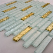 سرامیک شیشه ای طرح 1300 سفید طلایی ابعاد 7.5*1.5-سرامیک بهینا تایل-Ceramic Glass 1300 Behina Tile