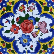 سرامیک طرح گل زرد آبی تیره ابعاد 20*20-کاشی امیری-Ceramic Flowers Amiri Tile