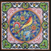 سرامیک طرح گل و مرغ قرمز ابعاد 20*20-کاشی امیری-Ceramic Flowers And Chickens Amiri Tile