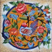 سرامیک طرح گل و مرغ نارنجی ابعاد 20*20-کاشی امیری-Ceramic Flowers And Chickens Amiri Tile