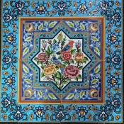 سرامیک طرح گل و مرغ فیروزه ای ابعاد 60*60-کاشی امیری-Ceramic Flowers And Chickens Amiri Tile