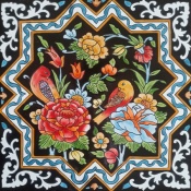 سرامیک طرح گل و مرغ مشکی ابعاد 20*20-کاشی امیری-Ceramic Flowers And Chickens Amiri Tile