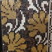 تابلو کاشی استخری مشکی طلایی-کاشی گلدیس -Pool Ceramic Robo Ceramic Black Gold Panel Goldis Tile
