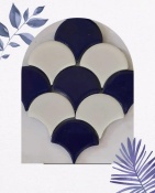 سرامیک استخری طرح پولکی سفید سرمه ای-امرتات ایرمان سرامیک-Pool Ceramic Flaky White Navy Blue Emertat Ceram