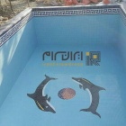 تابلو کاشی و سرامیک استخری اجرا شده طرح دلفین2-کاشی البرز-Pool Ceramic Tile Panel