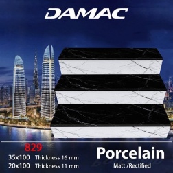 سرامیک پله طرح 829 سفید مشکی ابعاد-100*35-برند کاشی داماک- Step Ceramic 829 Damac Tile