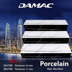 سرامیک پله طرح 831 سفید مشکی ابعاد-100*35-برند کاشی داماک- Step Ceramic 831 Damac Tile
