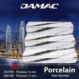 سرامیک پله طرح 863 سفید ابعاد-100*35-برند کاشی داماک- Step Ceramic 863 Damac Tile