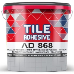 چسب کاشی خمیری پروفاب مدل AD868-بتن پلاست-Proofab Polymeric Tile Adhesive Beton Plast