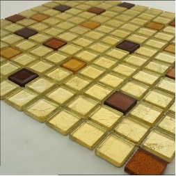 سرامیک شیشه ای طرح 1003 طلایی قهوه ای تیره ابعاد 2.5*2.5-سرامیک بهینا تایل-Ceramic Glass 1003 Behina Tile