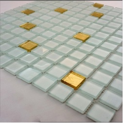 سرامیک شیشه ای طرح 1008 سفید طلایی ابعاد 2.5*2.5-سرامیک بهینا تایل-Ceramic Glass 1008 Behina Tile