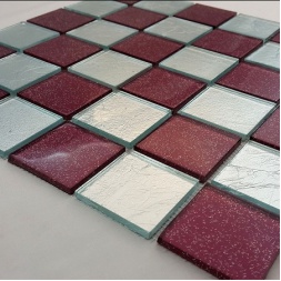 سرامیک شیشه ای طرح 1104 زرشکی نقره ای ابعاد 5*5-سرامیک بهینا تایل-Ceramic Glass 1104 Behina Tile