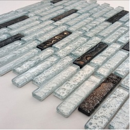 سرامیک شیشه ای طرح 1306 نقره ای مشکی ابعاد 7.5*1.5-سرامیک بهینا تایل-Ceramic Glass 1306 Behina Tile