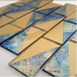 سرامیک شیشه ای طرح 2005 آبی طلایی ابعاد 10*5-سرامیک بهینا تایل-Ceramic Glass 2005 Behina Tile