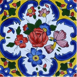 سرامیک طرح گل زرد آبی تیره ابعاد 20*20-کاشی امیری-Ceramic Flowers Amiri Tile