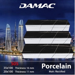 سرامیک پله طرح 505 سفید مشکی ابعاد-100*35-برند کاشی داماک- Step Ceramic 505 Damac Tile