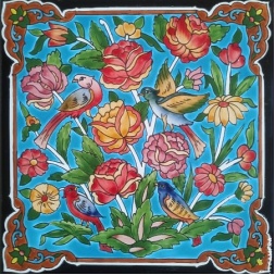 سرامیک طرح گل و مرغ زرد قرمز ابعاد 20*20-کاشی امیری-Ceramic Flowers And Chickens Amiri Tile