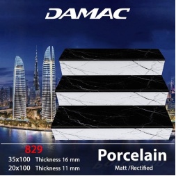 سرامیک پله طرح 829 سفید مشکی ابعاد-100*35-برند کاشی داماک- Step Ceramic 829 Damac Tile