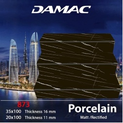 سرامیک پله طرح 873 مشکی ابعاد-100*35-برند کاشی داماک- Step Ceramic 873 Damac Tile