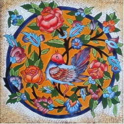 سرامیک طرح گل و مرغ نارنجی ابعاد 20*20-کاشی امیری-Ceramic Flowers And Chickens Amiri Tile