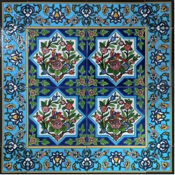 سرامیک طرح گل و مرغ آبی تیره ابعاد 60*60-کاشی امیری-Ceramic Flowers And Chickens Amiri Tile