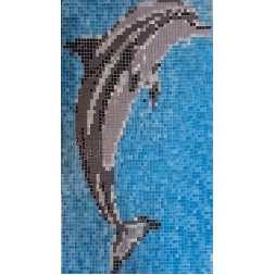 سرامیک استخری طرح Dolphin ابعاد-2.5*2.5-کاشی تامر- Pool Ceramic Dolphin Tamer Tile