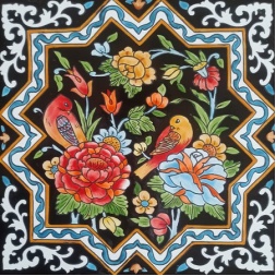 سرامیک طرح گل و مرغ مشکی ابعاد 20*20-کاشی امیری-Ceramic Flowers And Chickens Amiri Tile