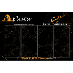 سرامیک طرح هرسین مشکی طلایی ابعاد 120*60-سرامیک الیستا-Ceramic Harsin Elista Tile