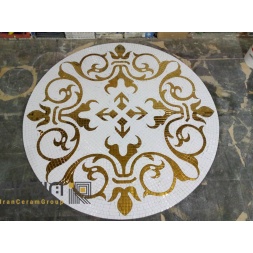 تابلو کاشی و سرامیک استخری اجرا شده طلایی سفید-کاشی البرز-Pool Ceramic Tile Panel
