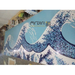 تابلو کاشی و سرامیک استخری اجرا شده طرح موج -Pool Ceramic Tile Panel