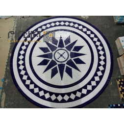 تابلو کاشی و سرامیک استخری اجرا شده سفید سرمه ای-Pool Ceramic Tile Panel