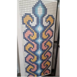 تابلو کاشی استخری آبی نارنجی-کاشی گلدیس- Pool Ceramic Blue Orange Panel Goldis Tile