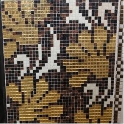 تابلو کاشی استخری مشکی طلایی-کاشی گلدیس -Pool Ceramic Robo Ceramic Black Gold Panel Goldis Tile