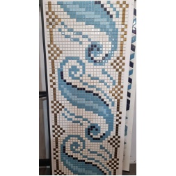 تابلو کاشی استخری آبی طلایی B-کاشی گلدیس-Pool Ceramic Robo Ceramic Blue Gold B Panel Goldis Tile