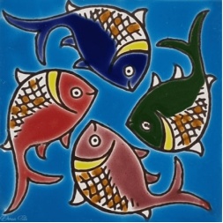 کاشی دست ساز هفت رنگ طرح ماهی کد NA-22-کاشی دست ساز درسا- Handmade Tiles Code NA-22 Dorsa