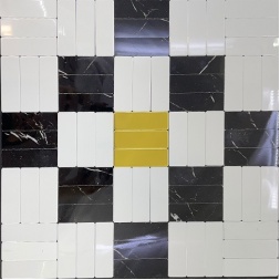 سرامیک طرح نیکولا سفید طلایی مشکی ابعاد 30*30-سرامیک گلدن لئون-Ceramic Nicola Golden Leon Tile