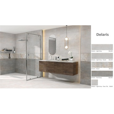 سرامیک طرح دلاریس طوسی روشن ابعاد 100*30-کاشی سورنا-Delaris Design Ceramics