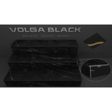 سرامیک پله طرح ولگا مشکی ابعاد-120*35-کاشی رباط-Step Ceramic Volga Rabat Tile