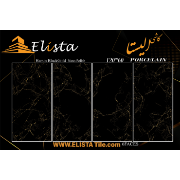 سرامیک طرح هرسین مشکی طلایی ابعاد 120*60-سرامیک الیستا-Ceramic Harsin Elista Tile