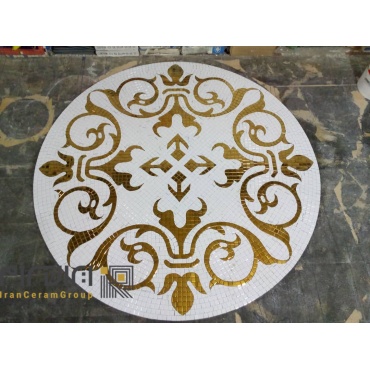 تابلو کاشی و سرامیک استخری اجرا شده طلایی سفید-کاشی البرز-Pool Ceramic Tile Panel