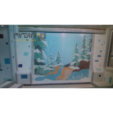 تابلو کاشی و سرامیک استخری اجرا شده طرح کوهستان-کاشی البرز-Pool Ceramic Tile Panel
