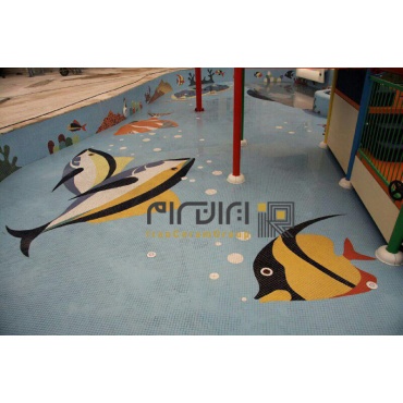 تابلو کاشی و سرامیک استخری اجرا شده طرح ماهی-کاشی البرز-Pool Ceramic Tile Panel