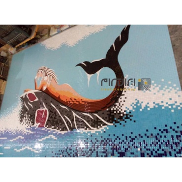 تابلو کاشی و سرامیک استخری اجرا شده پری دریایی-Pool Ceramic Tile Panel