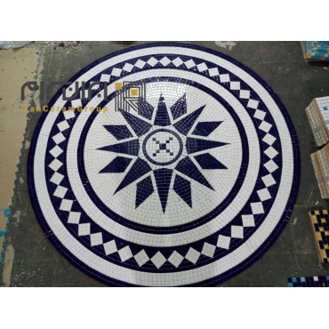 تابلو کاشی و سرامیک استخری اجرا شده سفید سرمه ای-Pool Ceramic Tile Panel