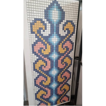 تابلو کاشی استخری آبی نارنجی-کاشی گلدیس- Pool Ceramic Blue Orange Panel Goldis Tile